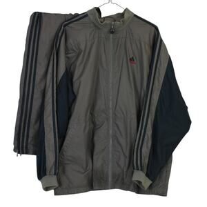 Vintage Y2K Adidas 3 Stripe Windbreaker Track Suit Jacket & Pants Mens L